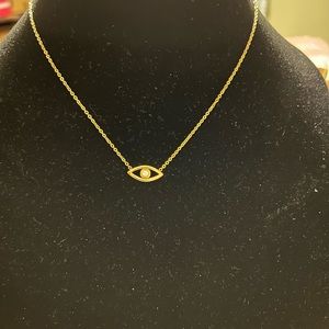Evil eye necklace yellow gold plated
